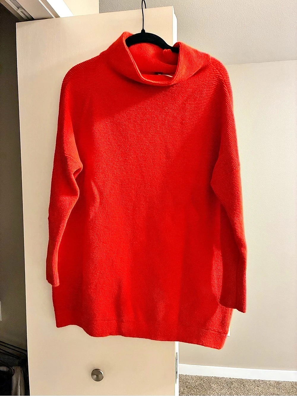 Red Ribbed Turtleneck Sweater XS Like New